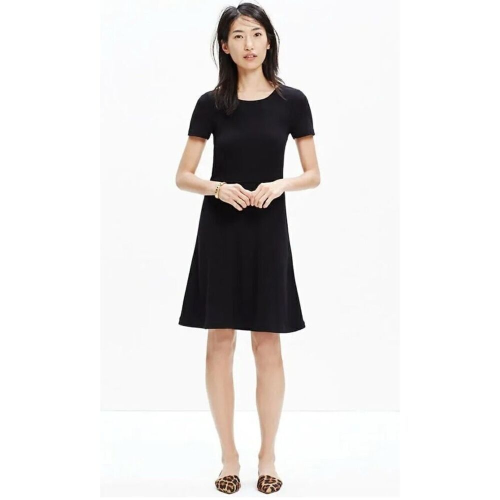 Madewell 1937 Knit Short Sleeve Midi T Shirt Dress Black Size Large